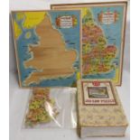 Two Victory wooden jigsaws of the British Isles - each missing a piece