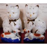 A pair of Staffordshire style cats - sold with a pair of similar dogs