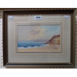 Herbert William Hicks: a framed gouache, depicting a view of the coast near Weymouth - signed - 14.