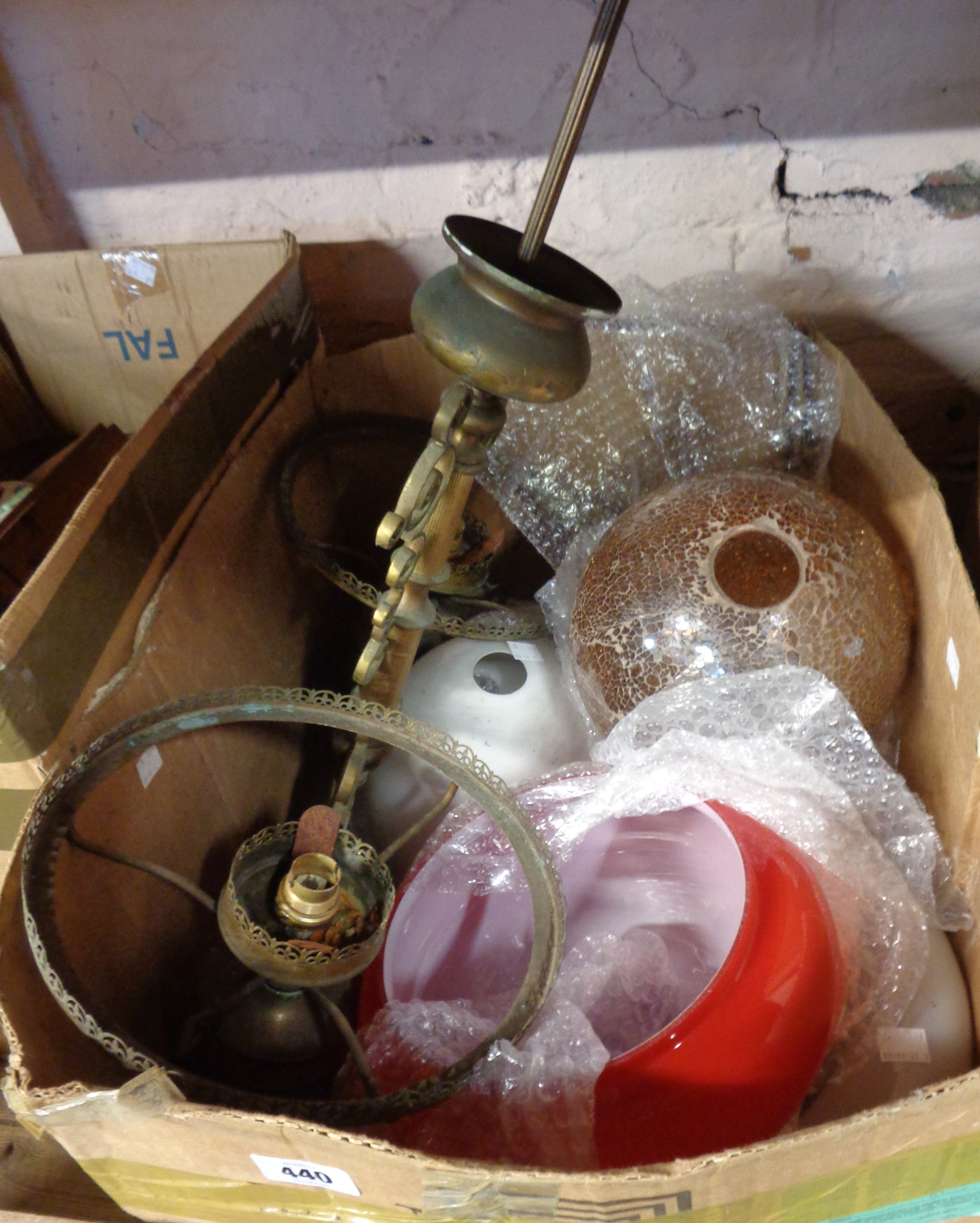 Various lamp globes and fittings, etc.