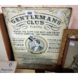 A modern printed tin The Gentlemans Club sign