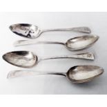 Four late Georgian silver tablespoons - various dates and makers