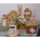 Six Royal Albert Beatrix Potter figures, No More Twist, Peter with Daffodils, Timmy Willy from