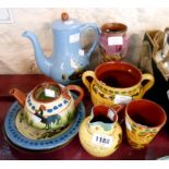 Eight pieces of Torquay pottery