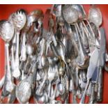 A quantity of silver plated Kings pattern and other silver plated cutlery - sold with two damaged