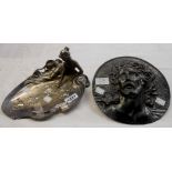 An Art Nouveau period WMF silver plated pewter dish in the form of a Classical lady lying beside a