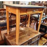 A 91cm retro Formica top kitchen table by Guildform with frieze drawer, set on moulded square