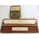 A slide rule and a First Aid kit