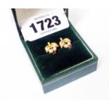 A pair of yellow metal foliate and pearl style ear-rings