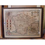 A Hogarth framed reproduction coloured map print of Devonshire - sold with a gilt picture frame