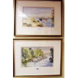 Sheelagh Hayes: a pair of watercolours, entitled The Waterway and Safe Harbour - signed and with