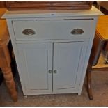 A 69cm 20th Century painted pine and mixed wood kitchen cabinet with long frieze drawer and pair