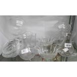 Two Dartington glass candle holders with shades, a pair of Dartington crystal Daisy dishes, etc.