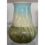 A Ruskin pottery vase decorated with a mottled green and cream souffle glaze - dated 1932