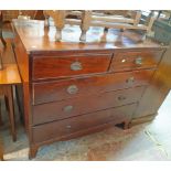 A 1.11m 19th Century mahogany chest with two short and three long graduated drawers, set on raised