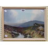Reginald Daniel Sherrin: a framed gouache, depicting a Dartmoor landcsape with stream in