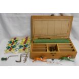 A vintage Chad Valley Escalado game in wooden box with three original horses, betting card, and