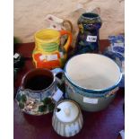 Assorted ceramic items including Hancocks pomegranate vase, Eichwald jardiniere, Bovey Tracey art