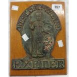 A 19th Century pressed copper firemark for the West of England Insurance Company Exeter, with