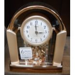 A boxed Seiko Art Deco style glass faced battery mantle clock playing six melodies - QXW248P