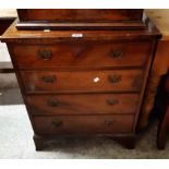 A 63cm reproduction mahogany and crossbanded chest of four long graduated drawers, set on bracket