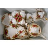 A Royal Albert Old Country Roses pattern part tea set comprising teapot, hot water jug, six trios,