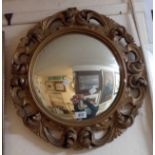 A vintage painted plaster framed Rococo style convex wall mirror - slight damage