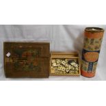 A late 19th Century German building block set - sold with a box containing bone fronted dominoes,