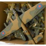 A box containing assorted vintage and kit built and painted 1:72 model aeroplanes including