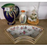 An Art Deco Beswick Palmtree jug, a Wedgwood Butterfly lustre vase (a/f), three Samson porcelain