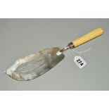 A GEORGE III SILVER FISH SLICE, pierced blade ivory handle, London 1817, gross weight 5.2ozt, 162