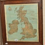 A FRAMED LONDON AND NORTH WESTERN RAILWAY MAP, dates to pre 1920, has been folded, minor damage to