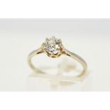 A SINGLE STONE DIAMOND RING, the old European cut diamond within an eight claw setting, estimated