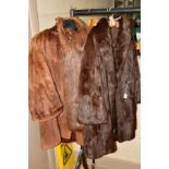 THREE FUR COATS/JACKETS, to include a dark brown Russian Squirrel fur jacket, a medium brown