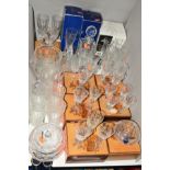 A COLLECTION OF BOXED ROYAL DOULTON CUT GLASS, sherry glasses, Royal Doulton cut glass liqueur