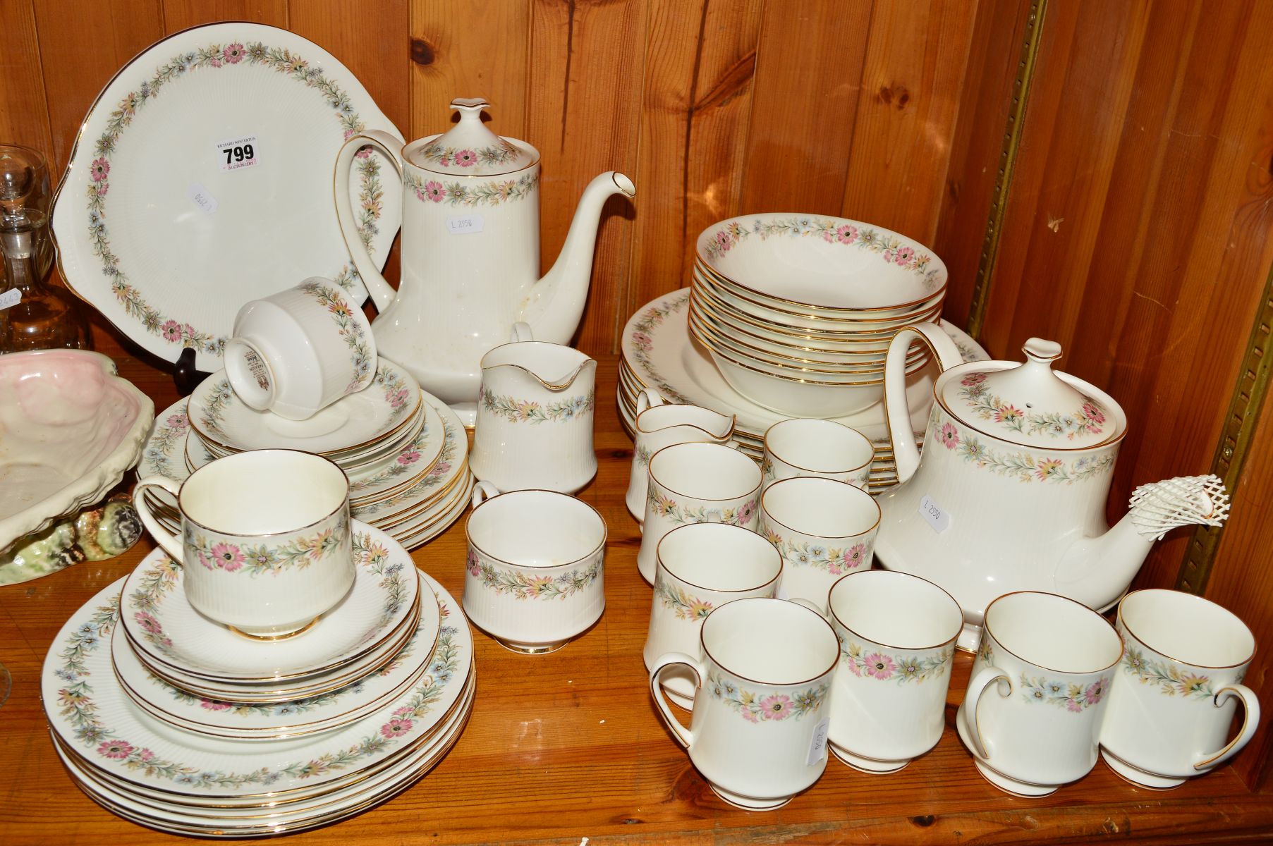 ROYAL ALBERT PARAGON 'BELINDA' TEA/DINNER WARES, to include teapot, eight cups, eight bowls, eight