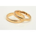 TWO BAND RINGS, the first a 9ct gold plain band ring, with 9ct hallmark, ring size M, the second a