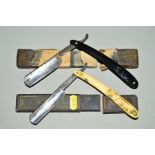 TWO X WWI ERA PERSONAL 'CUT-THROAT' RAZORS, 'Astoria' our best, boxed etc and 'Kukri' Solingen