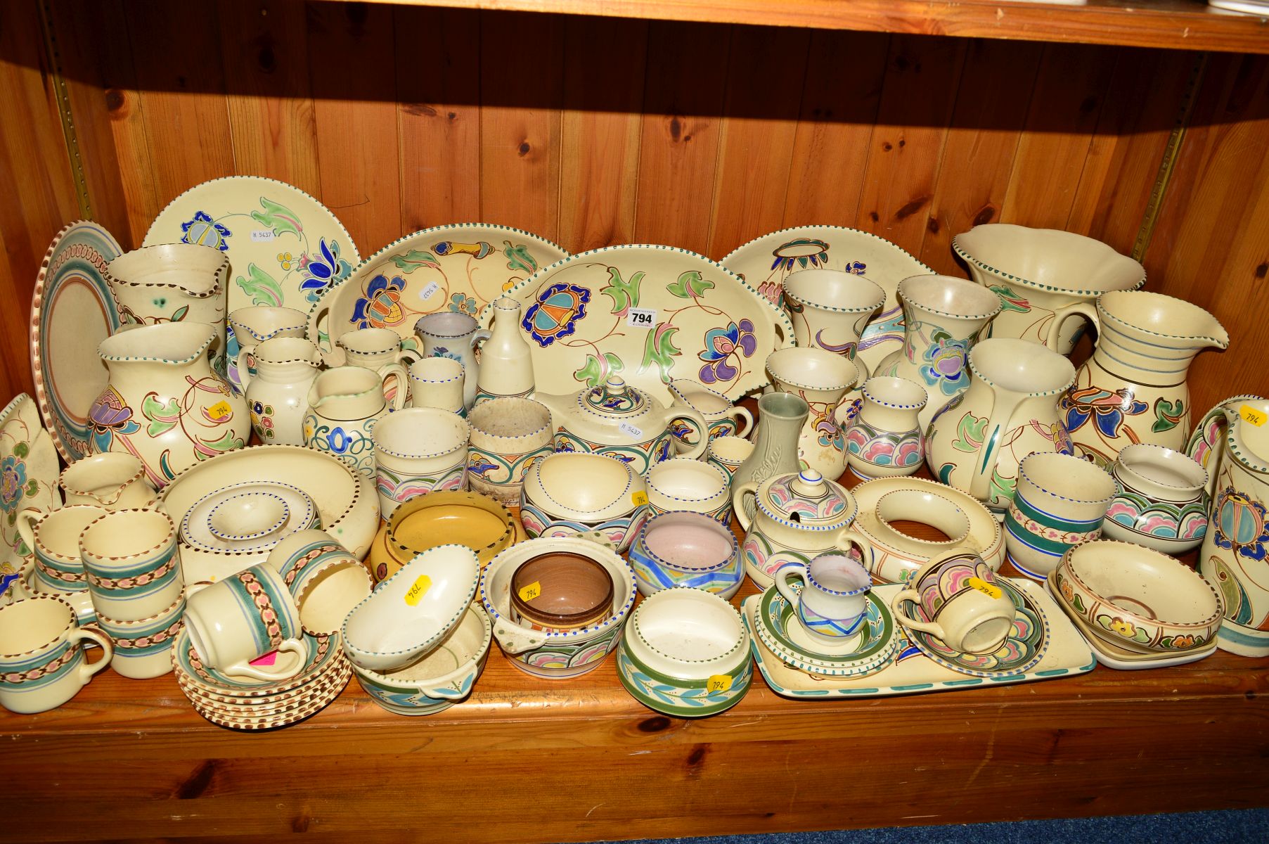 A LARGE QUANTITY OF HONITON STUDIO POTTERY, circa 1930's, to include Jacobean scroll teawares,