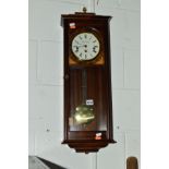 A MODERN MAHOGANY KNIGHT AND GIBBINS, LONDON WALL CLOCK, (winding key)