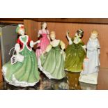 FIVE ROYAL DOULTON FIGURES, 'Christmas Day, 2000' HN4242, 'The Land of Nod' HN4174, 'Sweet Music'