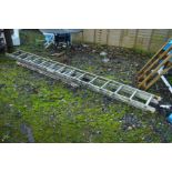 AN ALUMINIUM EXTENSION LADDER and a step ladder (2)