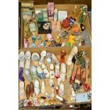 TWO BOXES OF DECORATIVE SHOES AND BOOTS, some boxed