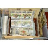 A BOX OF MISCELLANEOUS CIGARETTE CARDS comprising seventy two Kensitas Silks (British Empire Flags),