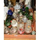 A BOX OF OVER TWENTY APOTHECARY BOTTLES, many with original labels, most with original stoppers (