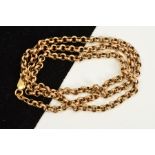 A 9CT GOLD BELCHER LINK CHAIN NECKLACE, with 9ct import mark for Birmingham, length 470mm,