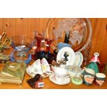 A COLLECTION OF CERAMICS AND GLASSWARE etc, including Caithness bowls, glass plate having etched