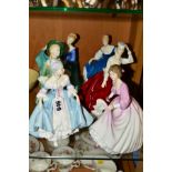 SIX ROYAL DOULTON FIGURES, 'Southern Belle' HN2425, 'Ashley' HN3420, 'Annette' HN3495, 'Janette'