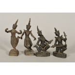 FOUR 20TH CENTURY BURMESE BRONZE FIGURES, height tallest 12.5cm (4)