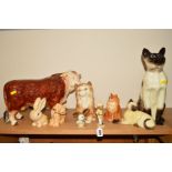 A GROUP OF ANIMAL ORNAMENTS, to include John Beswick Help The Heroes injured army dog, 'Siamese Cat'